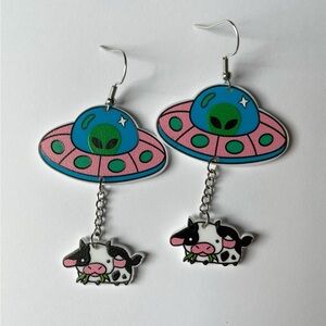 Space cow Cow Dangle Earrings